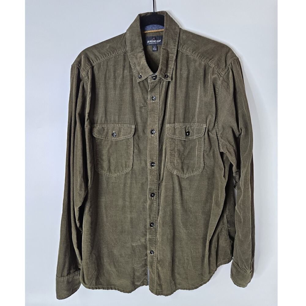 Jeremiah American Legacy Button Up Corduroy Green Shirt Mens L Outdoors